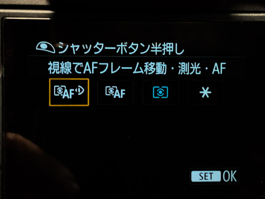 EOS R3 視線入力ボタン設定　親指AF